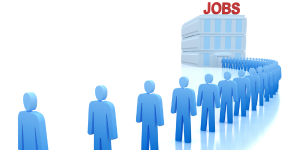 people lining up for jobs
