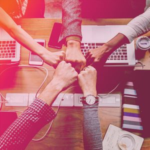 Five people enjoying success over their work
