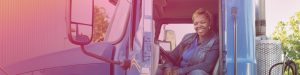 Woman driving a semi truck